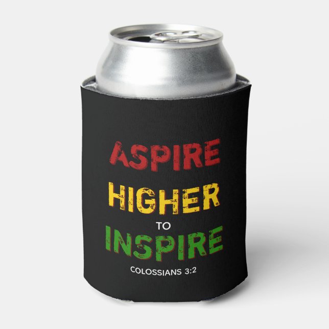 ASPIRE HIGHER TO INSPIRE BHM Motivational Can Cooler (Can Front)