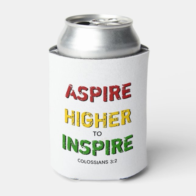 ASPIRE HIGHER TO INSPIRE Motivational BHM Can Cooler (Can Front)