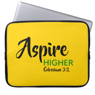 ASPIRE HIGHER Yellow Inspirational Christian Laptop Sleeve