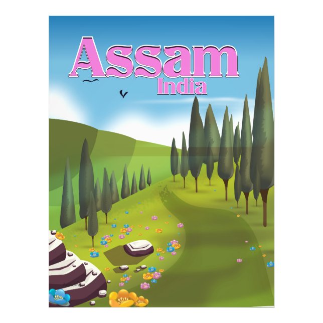 Assam India travel poster print. (Front)