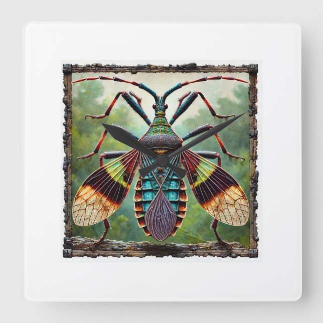 Assassin Bug 300924IREF220 - Watercolor Square Wall Clock (Front)