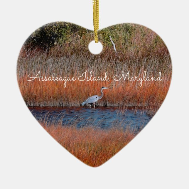 Assateague Heron Ornament (Front)