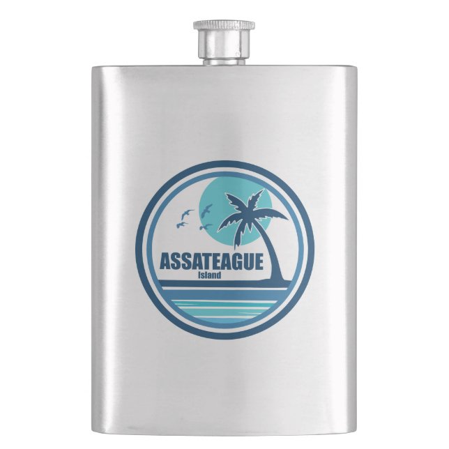 Assateague Island Palm Tree Birds Hip Flask (Front)