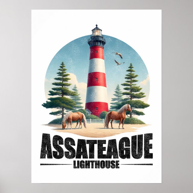 Assateague Lighthouse Vintage Poster (Front)