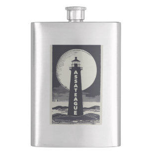 Assateague Lighthouse Virginia Moon Hip Flask