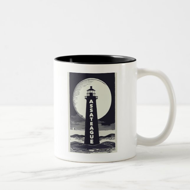 Assateague Lighthouse Virginia Moon Two-Tone Coffee Mug (Right)