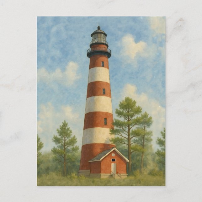 Assateague Lighthouse Watercolor Postcard (Front)