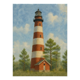 Assateague Lighthouse Watercolor Poster