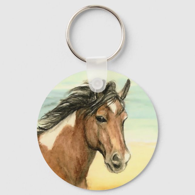 "Assateague Pony" Horse Art Keychain (Front)