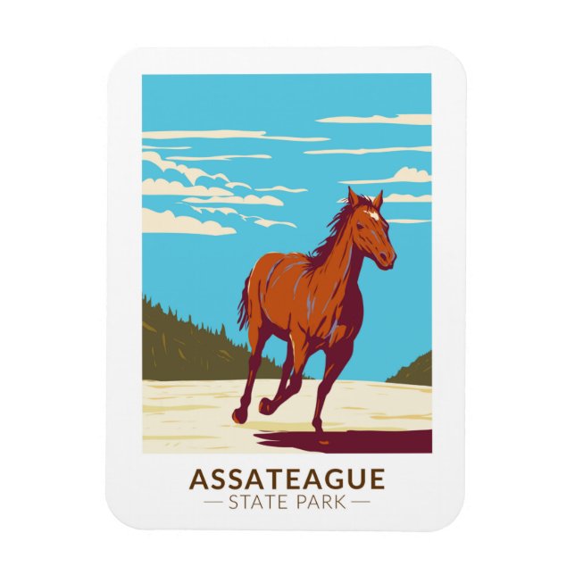 Assateague State Park Maryland Badge  Magnet (Vertical)