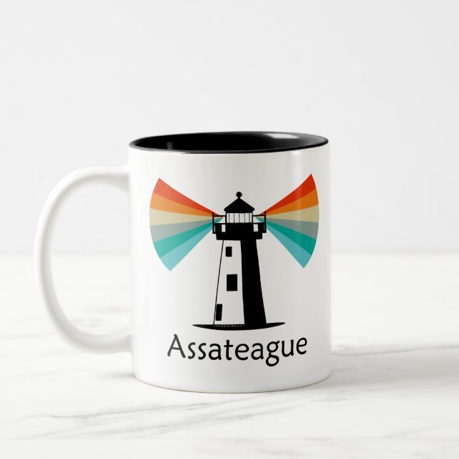 Assateague Virginia Lighthouse Rainbow Two-Tone Coffee Mug (Left)