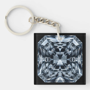 Asscher-Cut Diamond Macro – Hall of Mirrors Key Ring