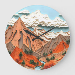 Assemblage 03: Orange Mountains Large Clock
