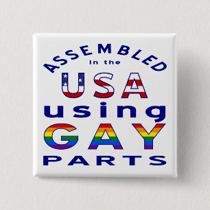 Assembled in USA Using Gay Parts 15 Cm Square Badge