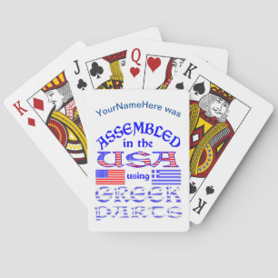 Assembled in USA Using Greek Parts Personalised Playing Cards