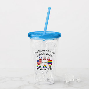 Assembled USA Gay Parts Personalised Name Acrylic Tumbler