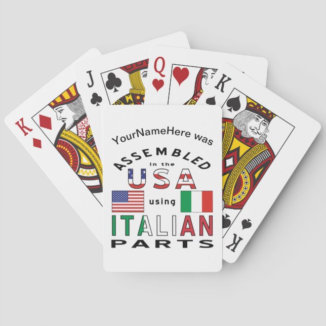 Assembled USA Italian Parts Personalized Playing Cards (Back)