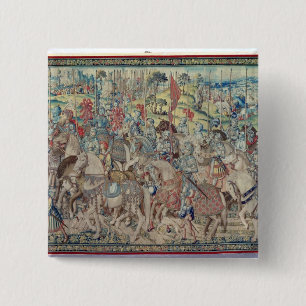 Assembling the Riders, from the tapestry of 'David 15 Cm Square Badge