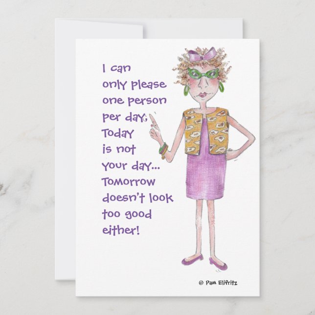 Assertive Woman Stern Lecture painted caricature H Holiday Card (Front)