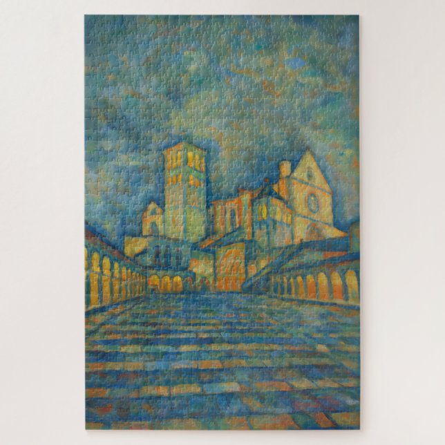 Assisi Basilica Cezanne Style Art Jigsaw Puzzle (Vertical)