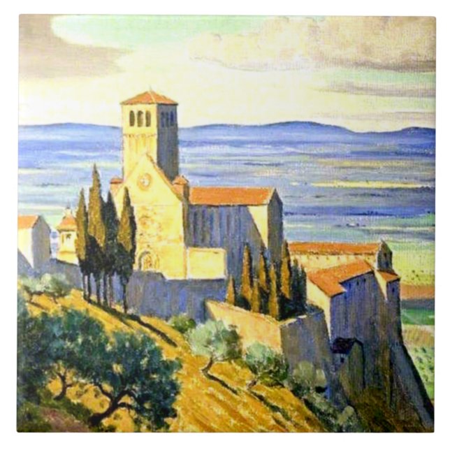 Assisi, Italy - fine art painting Ceramic Tile (Front)