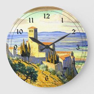 Assisi, Italy - fine art painting Large Clock