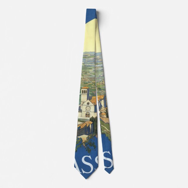 Assisi Italy Vintage Travel Art Francesco Basilica Tie (Front)