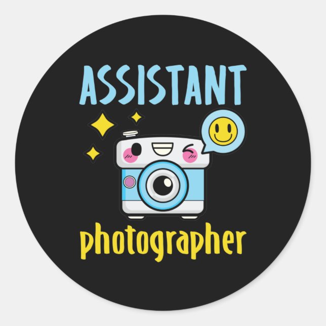 Assistant Photographer Kids Boys Girls Toddlers Classic Round Sticker (Front)