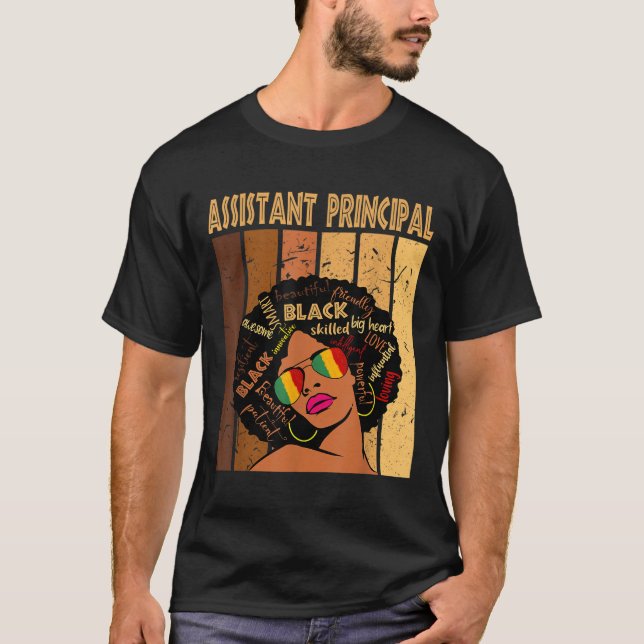 Assistant Principal Afro African Women Black Histo T-Shirt (Front)