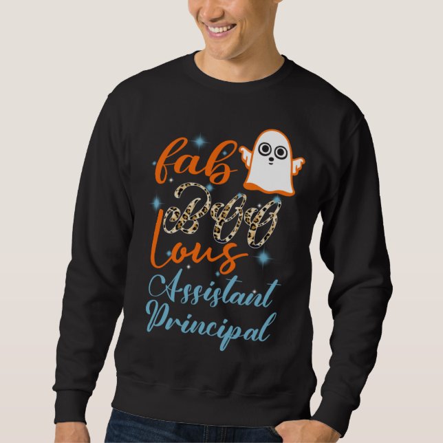 Assistant Principal Halloween Fab Boo Lous Leopard Sweatshirt (Front)