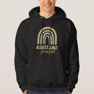 Assistant Principal Rainbow Job Title School Work Hoodie
