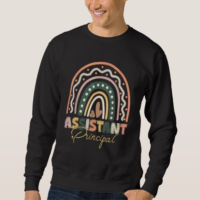 Assistant Principal Rainbow  Job Title School Work Sweatshirt (Front)