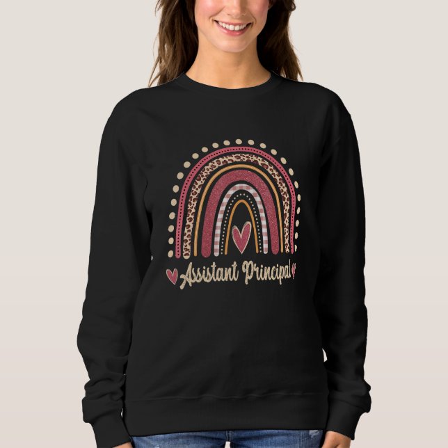 Assistant Principal Rainbow Leopard Back To School Sweatshirt (Front)