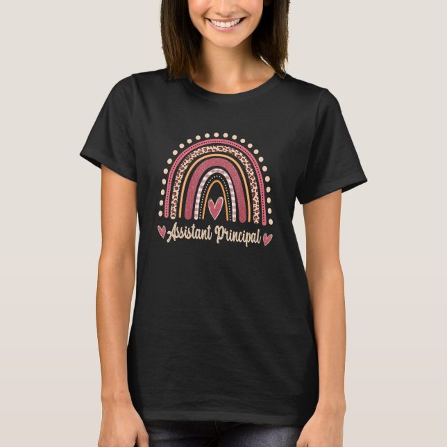 Assistant Principal Rainbow Leopard Back To School T-Shirt (Front)