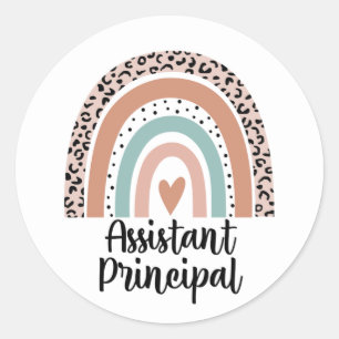 Assistant Principal Rainbow Leopard Funny Gift Classic Round Sticker