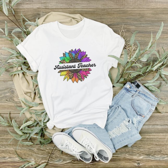 Assistant Teacher Profession Rainbow Sunflower  T-Shirt (Assistant Teacher Profession Rainbow Sunflower T-Shirt Elementary)