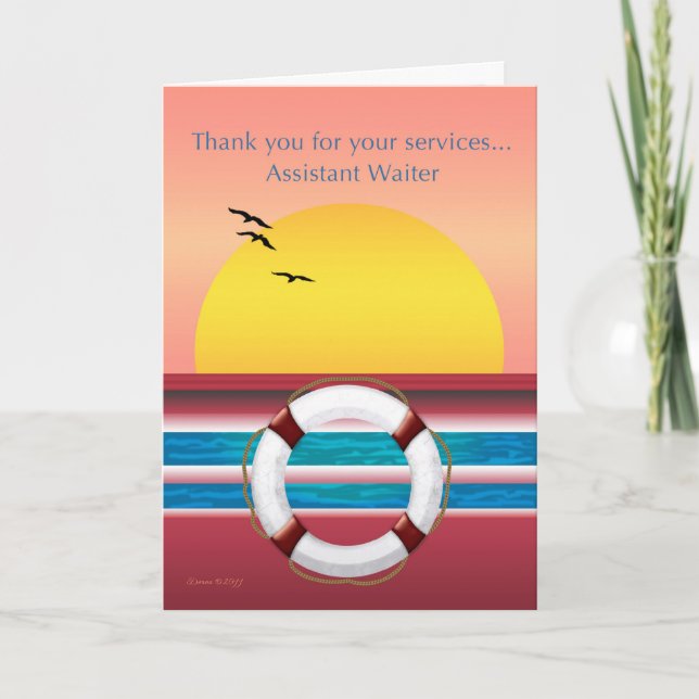 Assistant Waiter - Thank you - Cruise Ship Card (Front)