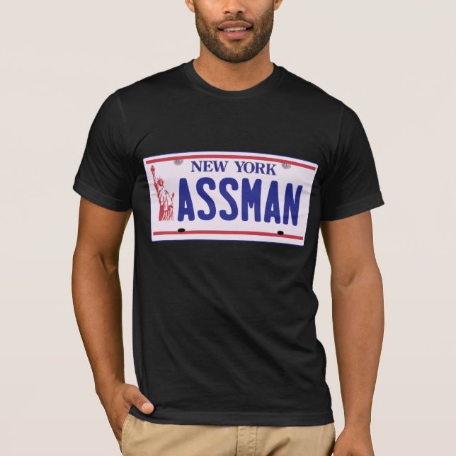 Assman New York License Plate Products T-Shirt (Front)