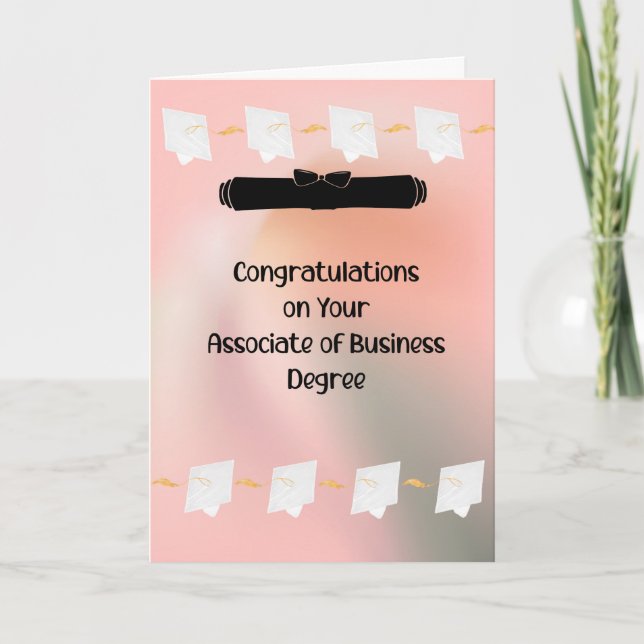 Associate in Business Degree with Caps Thank You Card (Front)