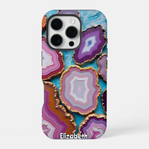 Assorted Agate Slices with Gold Trim iPhone 16 Pro Case