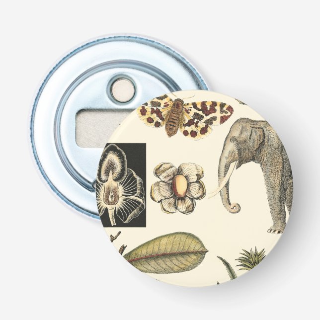 Assorted Animals Painted on Cream Background Bottle Opener (Front)