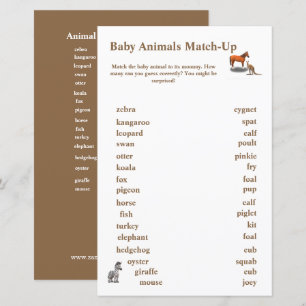 Assorted Animals Themed Match-Up Game