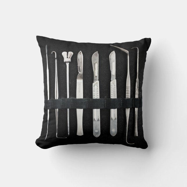 Assorted Antique Embalming Tools Cushion (Front)