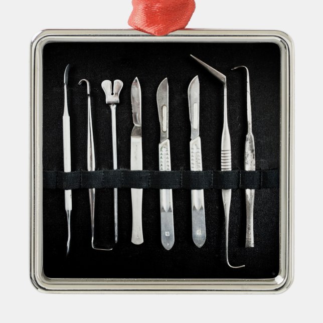 Assorted Antique Embalming Tools Metal Ornament (Front)