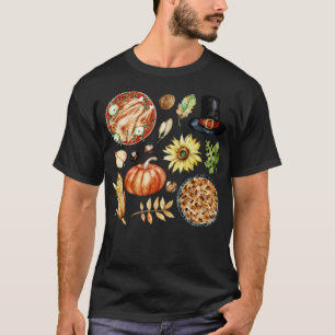 Assorted Autumn Food Turkey Pie and Pumpkin T-Shirt