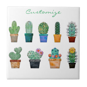 Assorted Cactus Plants Thunder_Cove Ceramic Tile