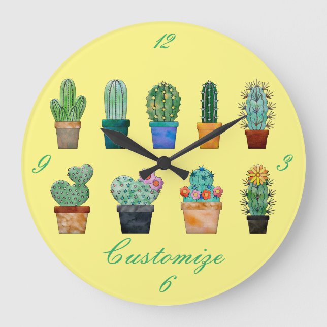 Assorted Cactus Plants Thunder_Cove Large Clock (Front)