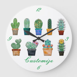 Assorted Cactus Plants Thunder_Cove Large Clock