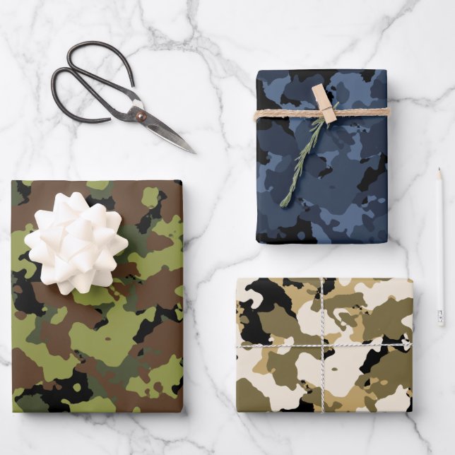 Assorted Camo Wrapping Paper Sheet (Front)