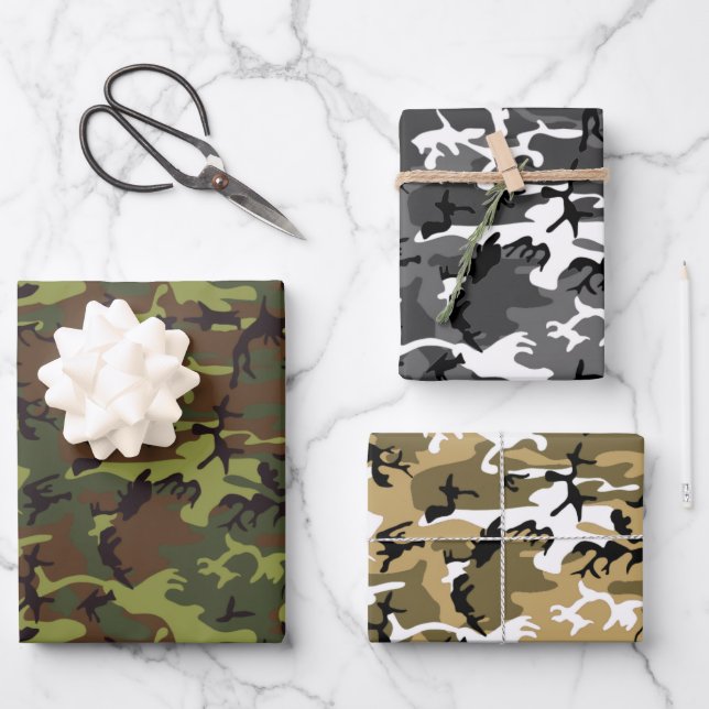 Assorted Camouflage Wrapping Paper Sheet (Front)